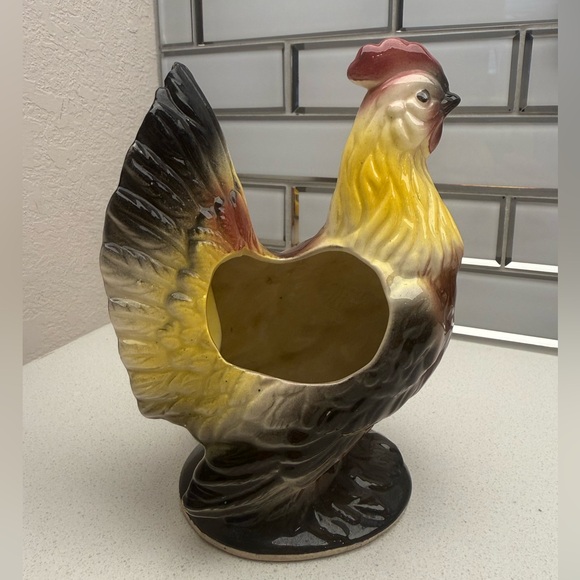 Vintage Rooster Ceramic Planter 1950s Mid-Century Pottery Hand-painted MCM - Picture 5 of 13